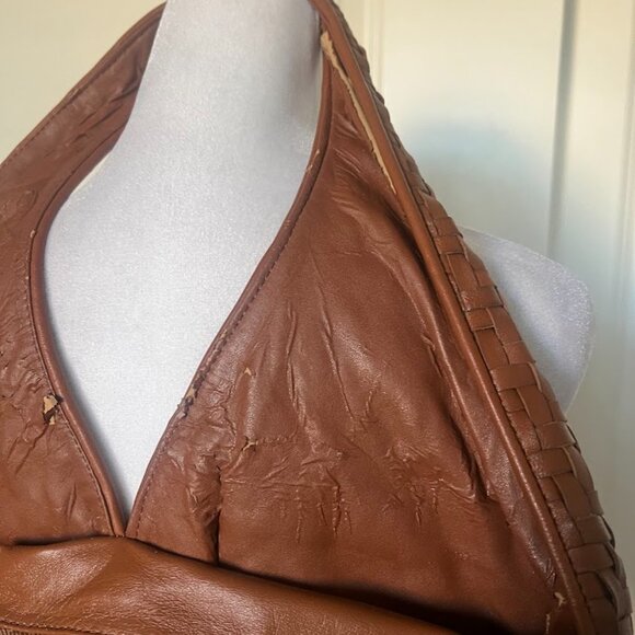 Sondra Roberts Brown Basketweave Hobo Shoulder Bag Purse - Picture 4 of 16